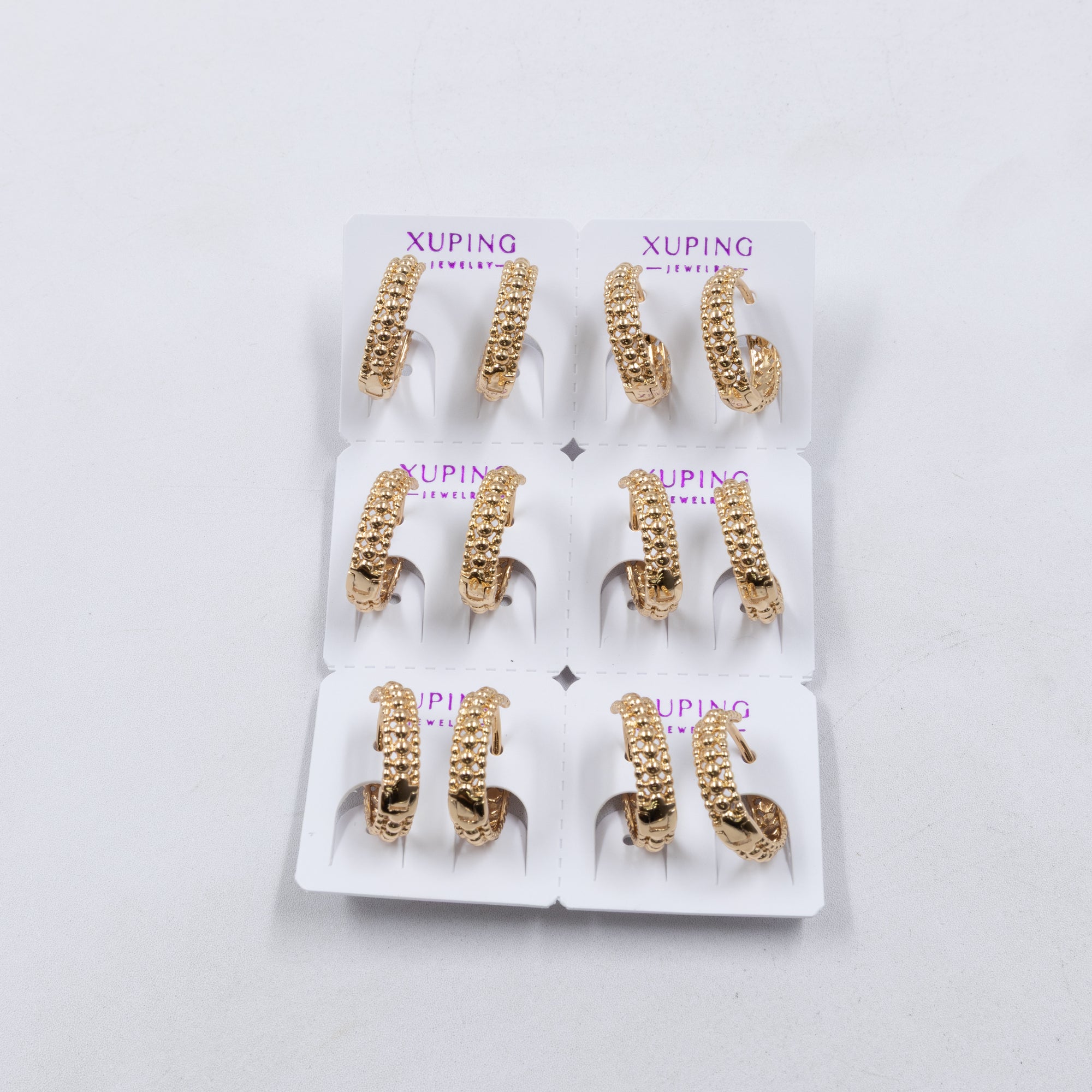 Paquete de 6 pares de Aretes Xuping Dorado M21 Oro Laminado