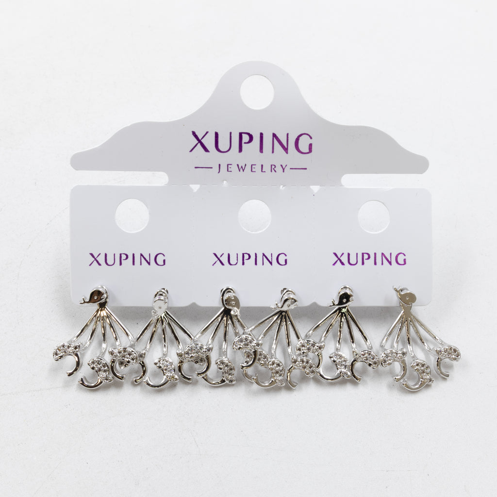 Paquete de tres pares de Aretes Plateados Xuping con piedras M1 Oro Laminado