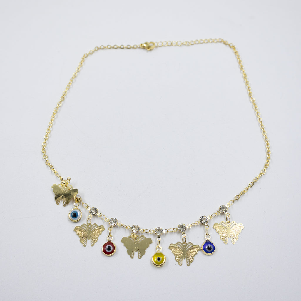 Collar Dorado con Dije de Ojo Turco M1 Oro Laminado
