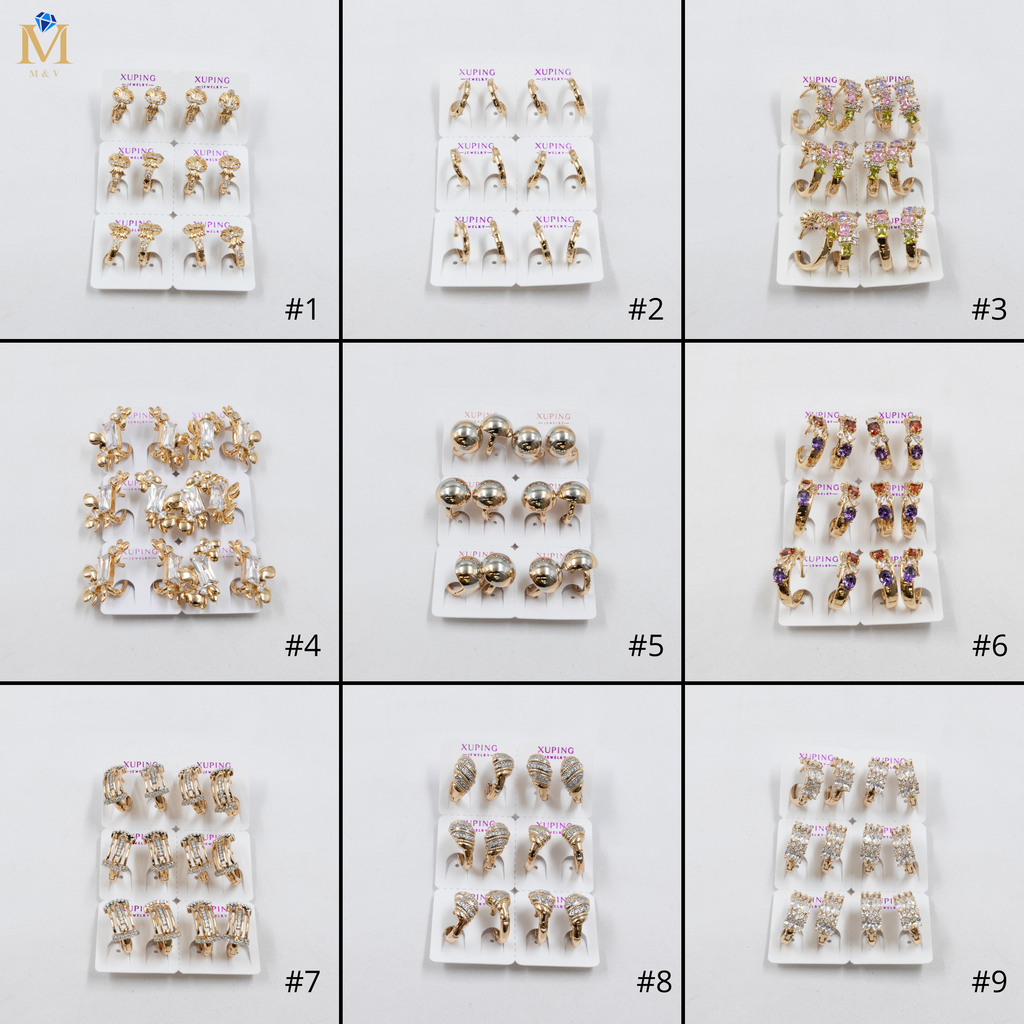 Paquete de 6 pares de Aretes Xuping Dorado M12 Oro Laminado