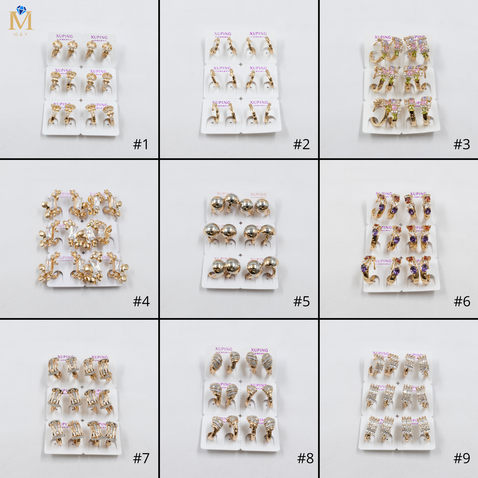 Paquete de 6 pares de Aretes Xuping Dorado M12 Oro Laminado