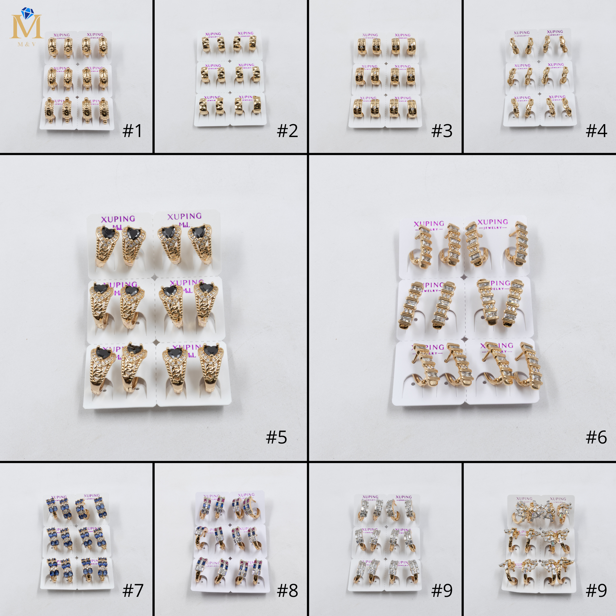 Paquete de 6 pares de Aretes Xuping Dorado M19 Oro Laminado