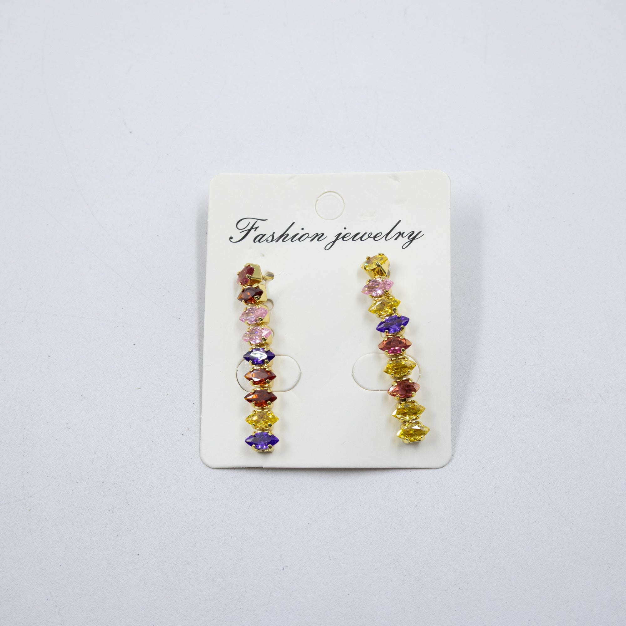 Aretes Largos Dorados con piedras M1 Oro Laminado