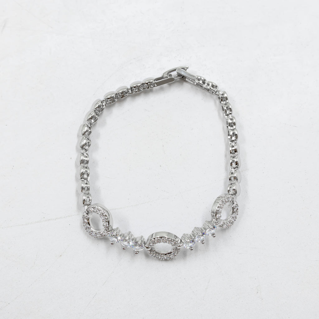 Cadenas de Pulseras Plateadas con Piedras M7 Oro Laminado