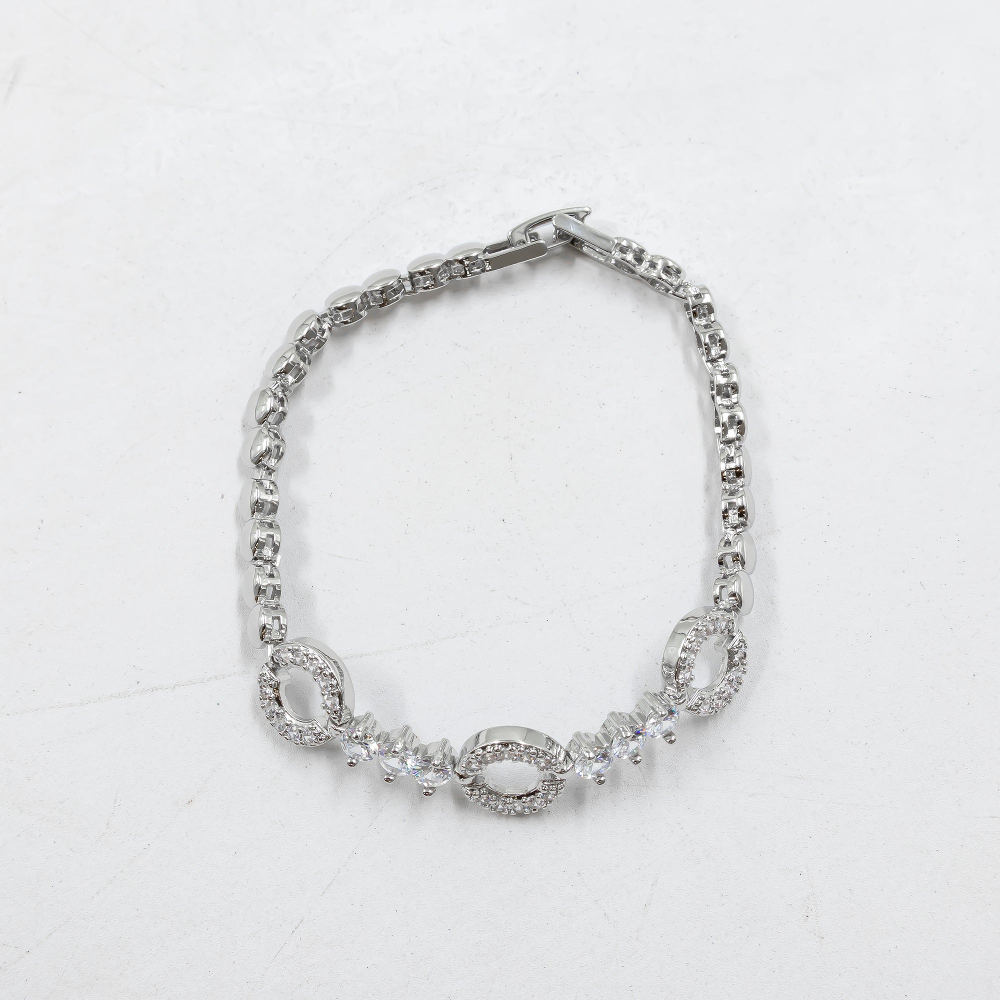 Cadenas de Pulseras Plateadas con Piedras M7 Oro Laminado