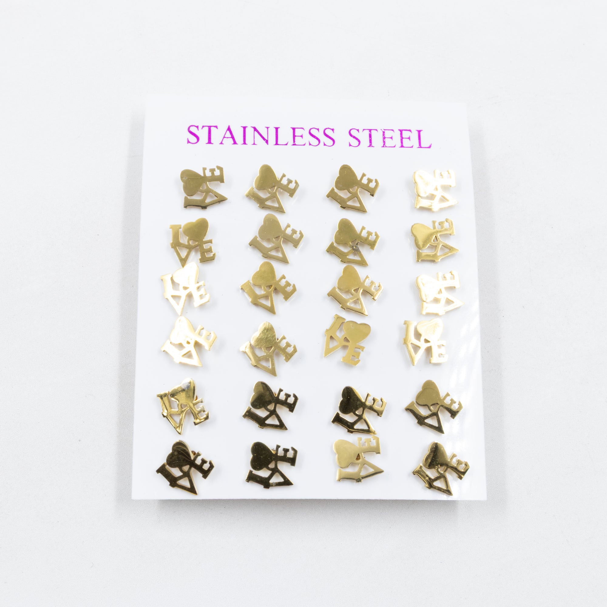 Paquete de 12 Pares de Aretes Dorados M9 Acero Inoxidable