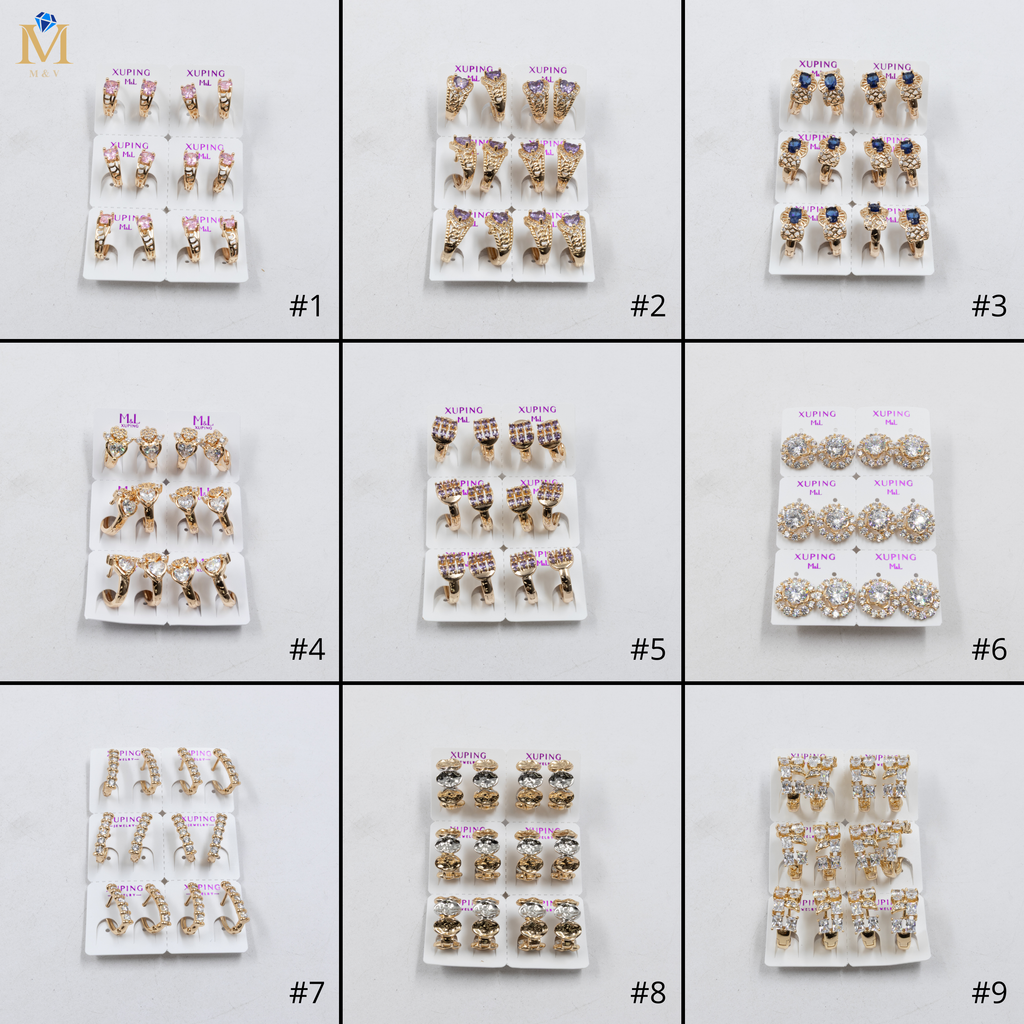 Paquete de 6 pares de Aretes Xuping Dorado M9 Oro Laminado