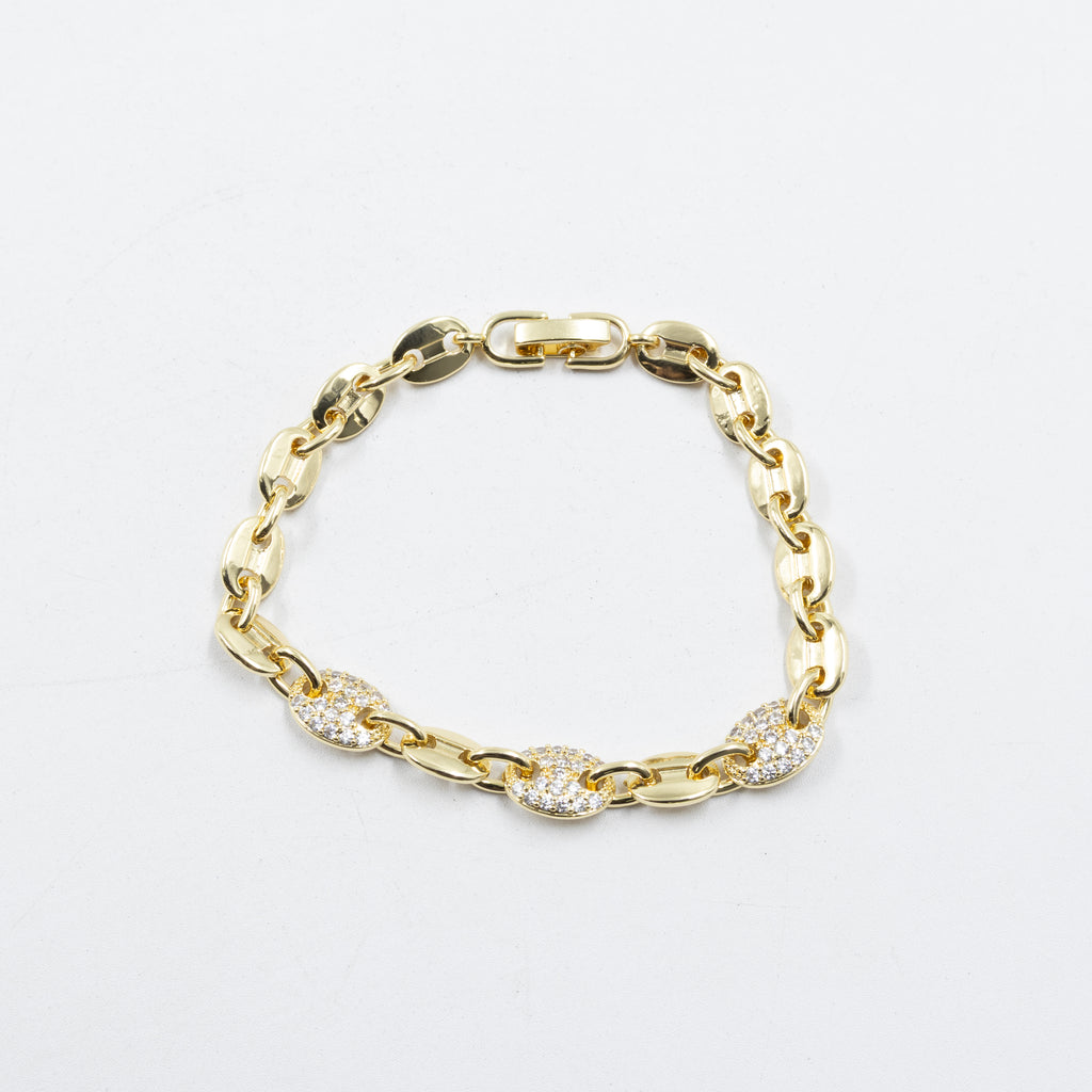 Cadenas de Pulseras Doradas con Piedras M6 Oro Laminado