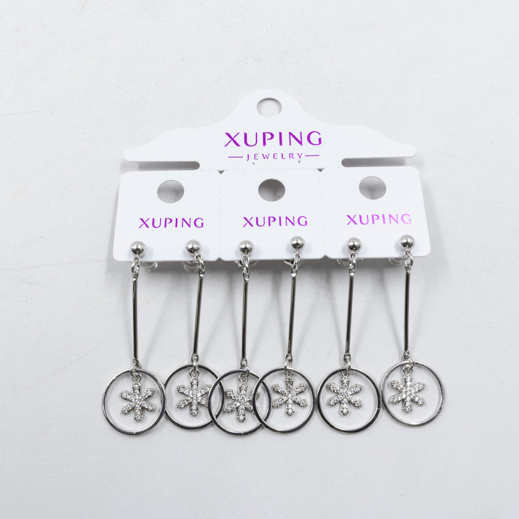 Paquete de tres pares de Aretes Plateados Xuping con piedras M4 Oro Laminado