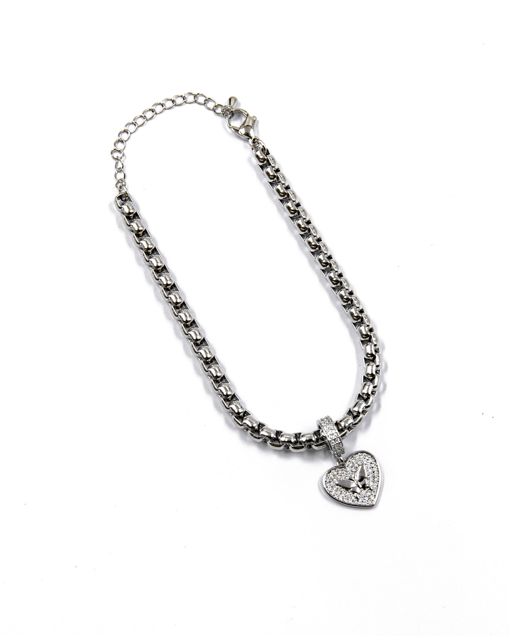 Pulsera de eslabones con dije de corazon Oro Laminado