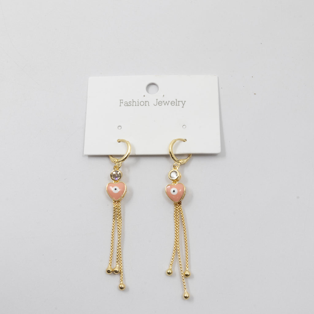 Aretes Dorados Largos de Ojo Turco M2 Oro Laminado