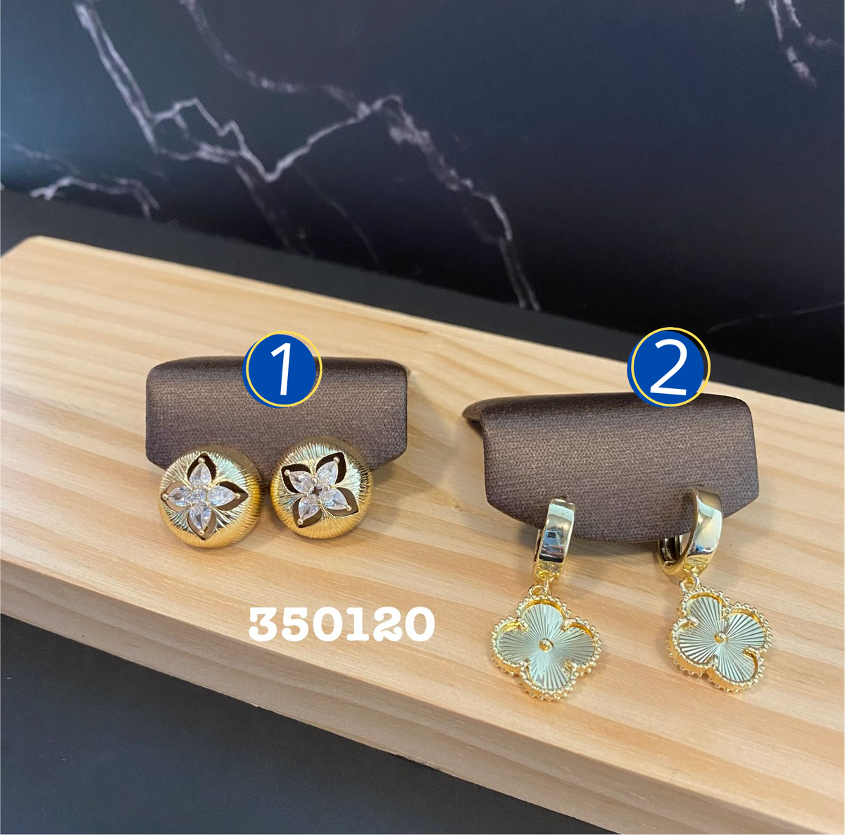 Aretes Dorados con piedras M5 Oro Laminado