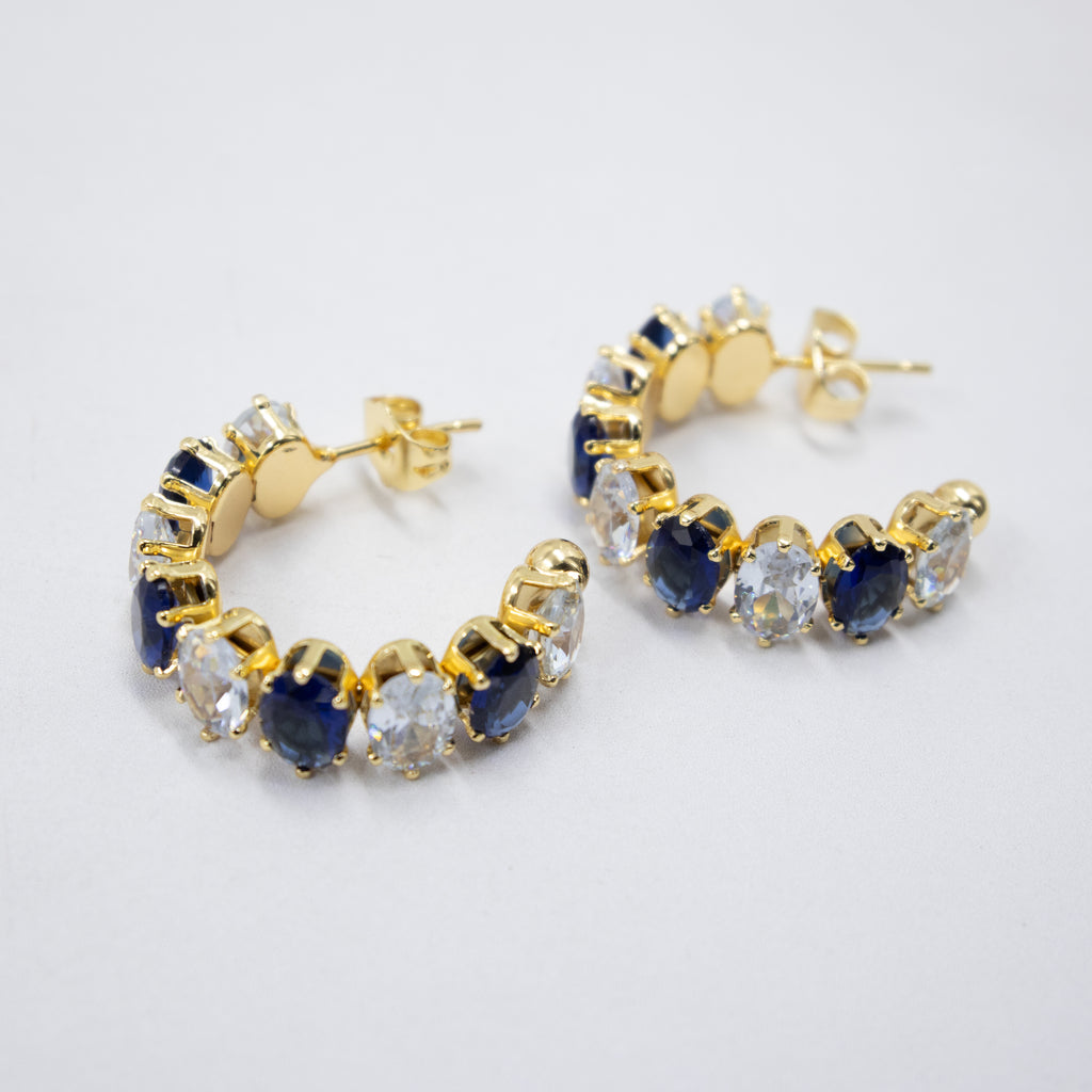 Aretes Dorados con piedras de color M3 Oro Laminado
