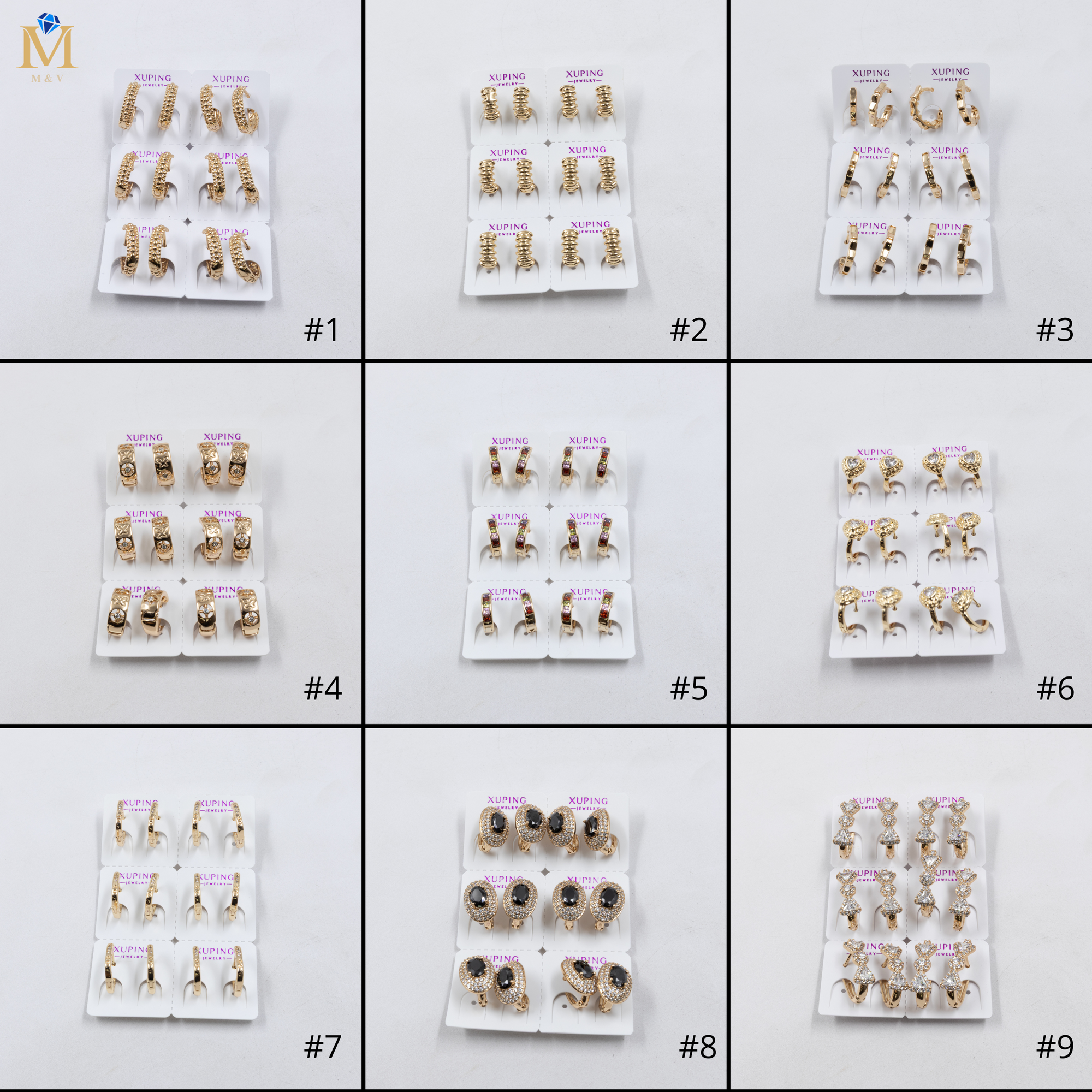 Paquete de 6 pares de Aretes Xuping Dorado M21 Oro Laminado