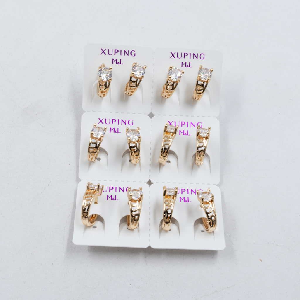 Paquete de 6 pares de Aretes Xuping Dorado M8 Oro Laminado