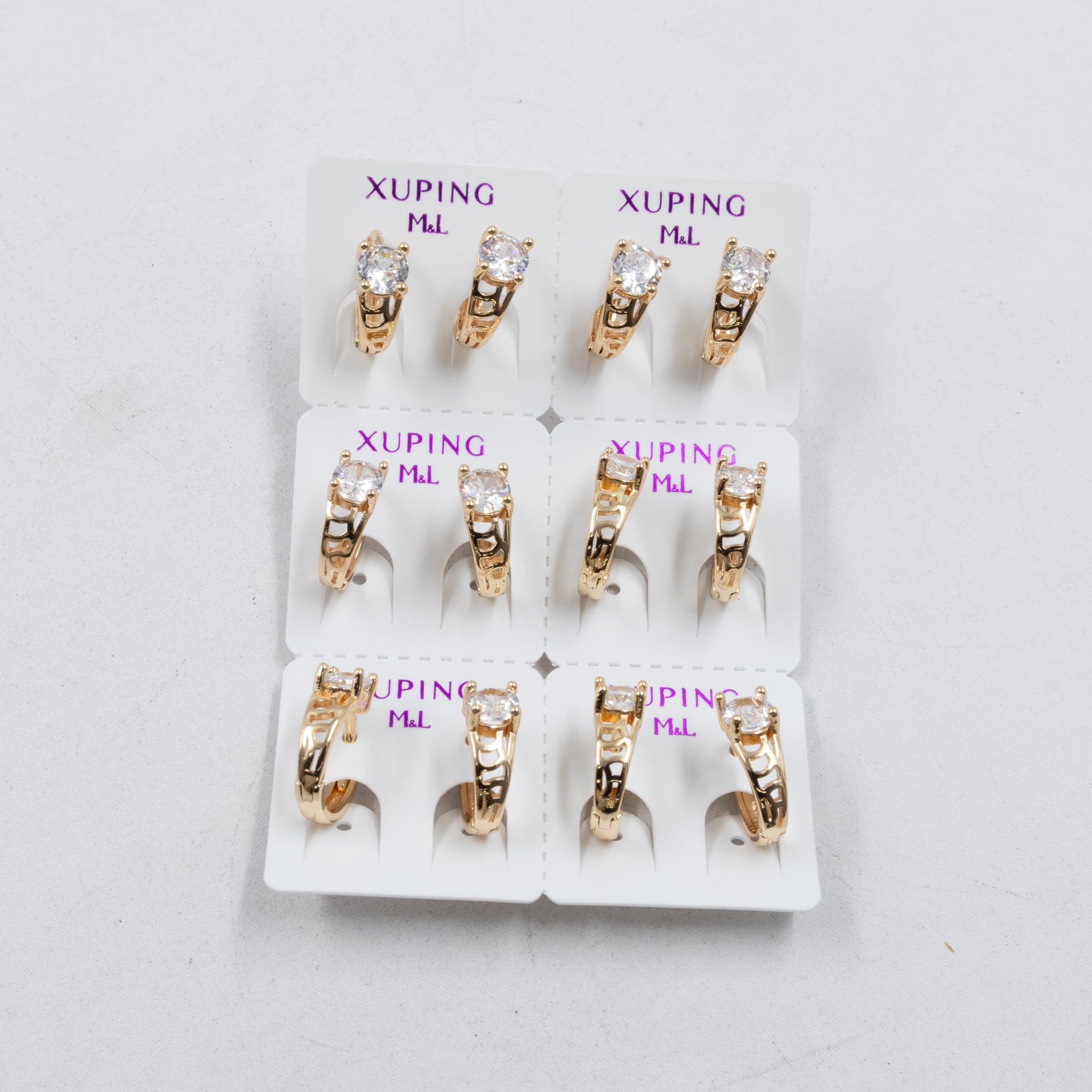 Paquete de 6 pares de Aretes Xuping Dorado M8 Oro Laminado