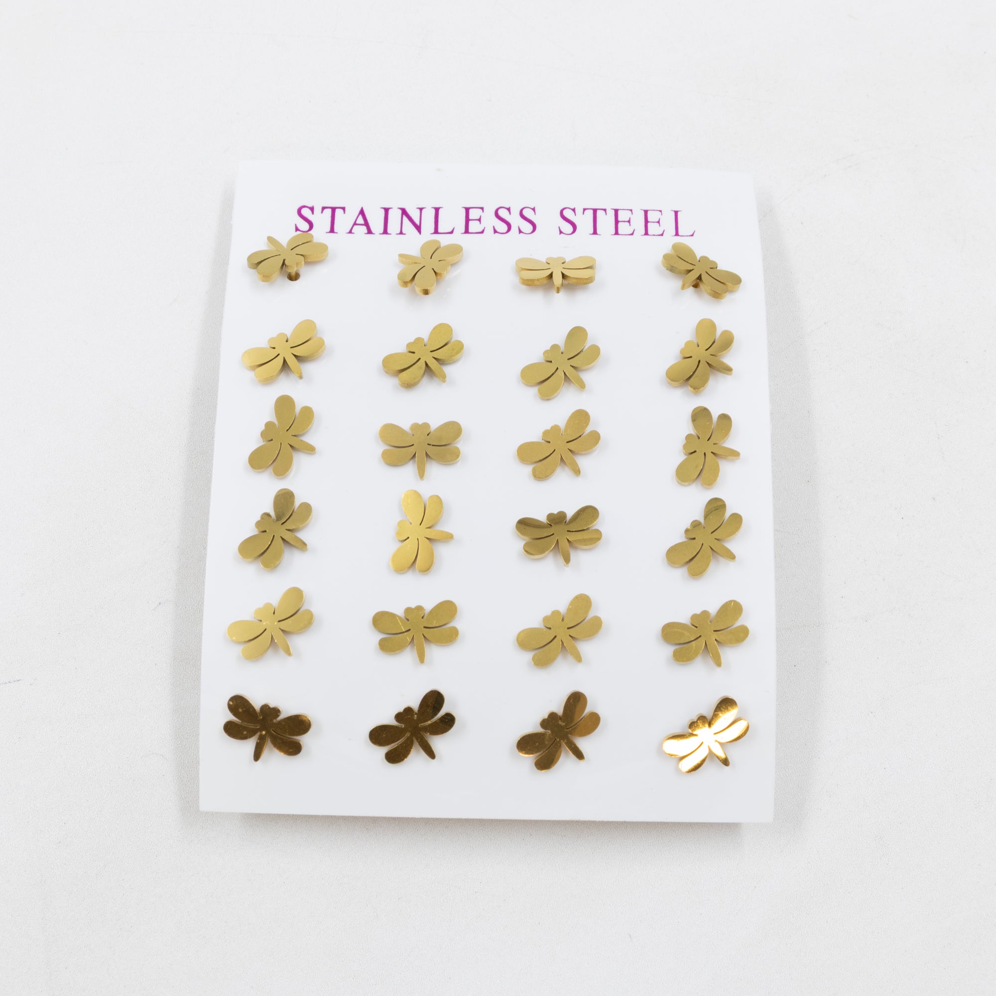 Paquete de 12 Pares de Aretes Dorados M5 Acero Inoxidable