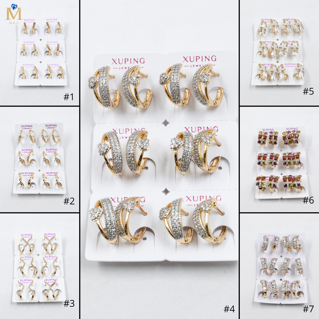 Paquete de 6 pares de Aretes Xuping Dorado M27 Oro Laminado