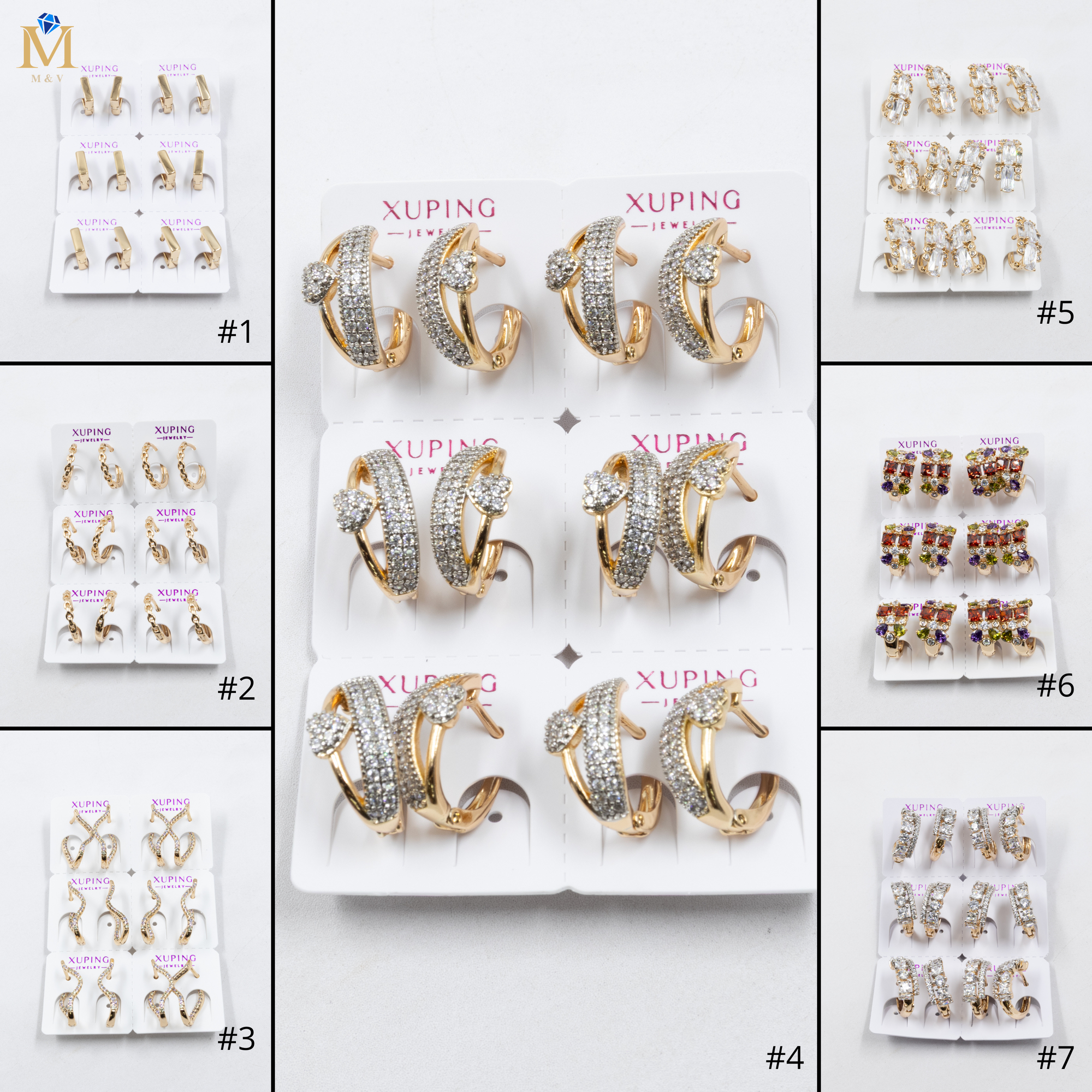 Paquete de 6 pares de Aretes Xuping Dorado M27 Oro Laminado