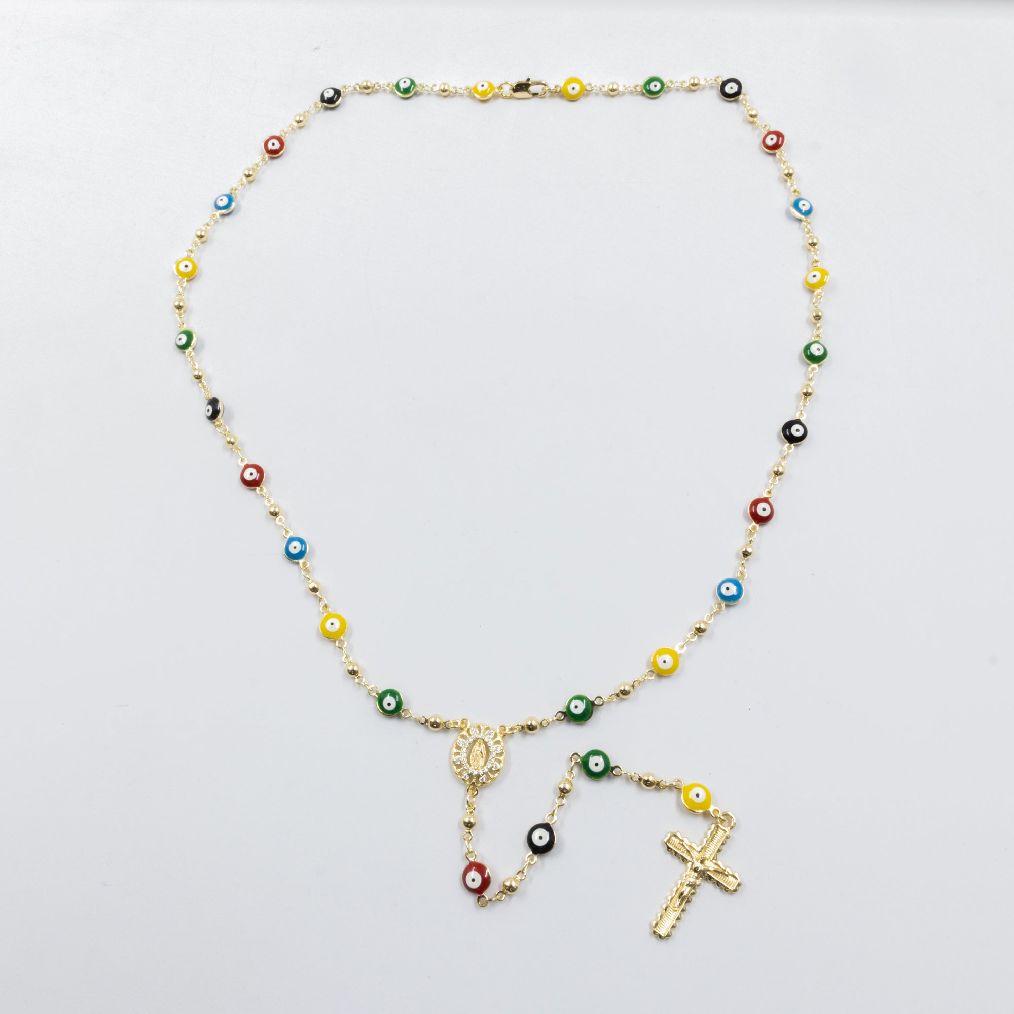 Rosario Dorado de Ojo Turco M2 Oro Laminado