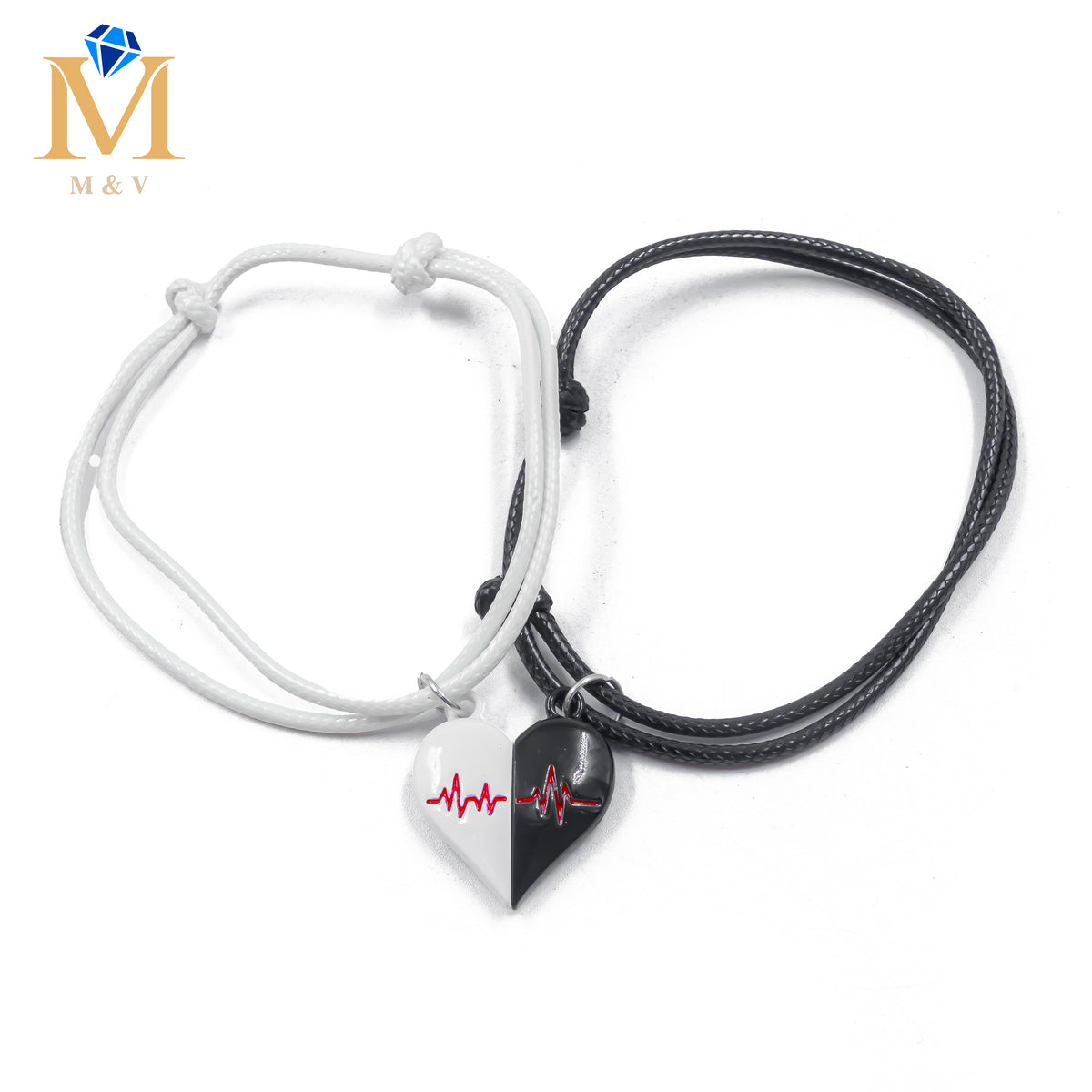 Pulseras de Corazón de Pareja M1 Oro Laminado
