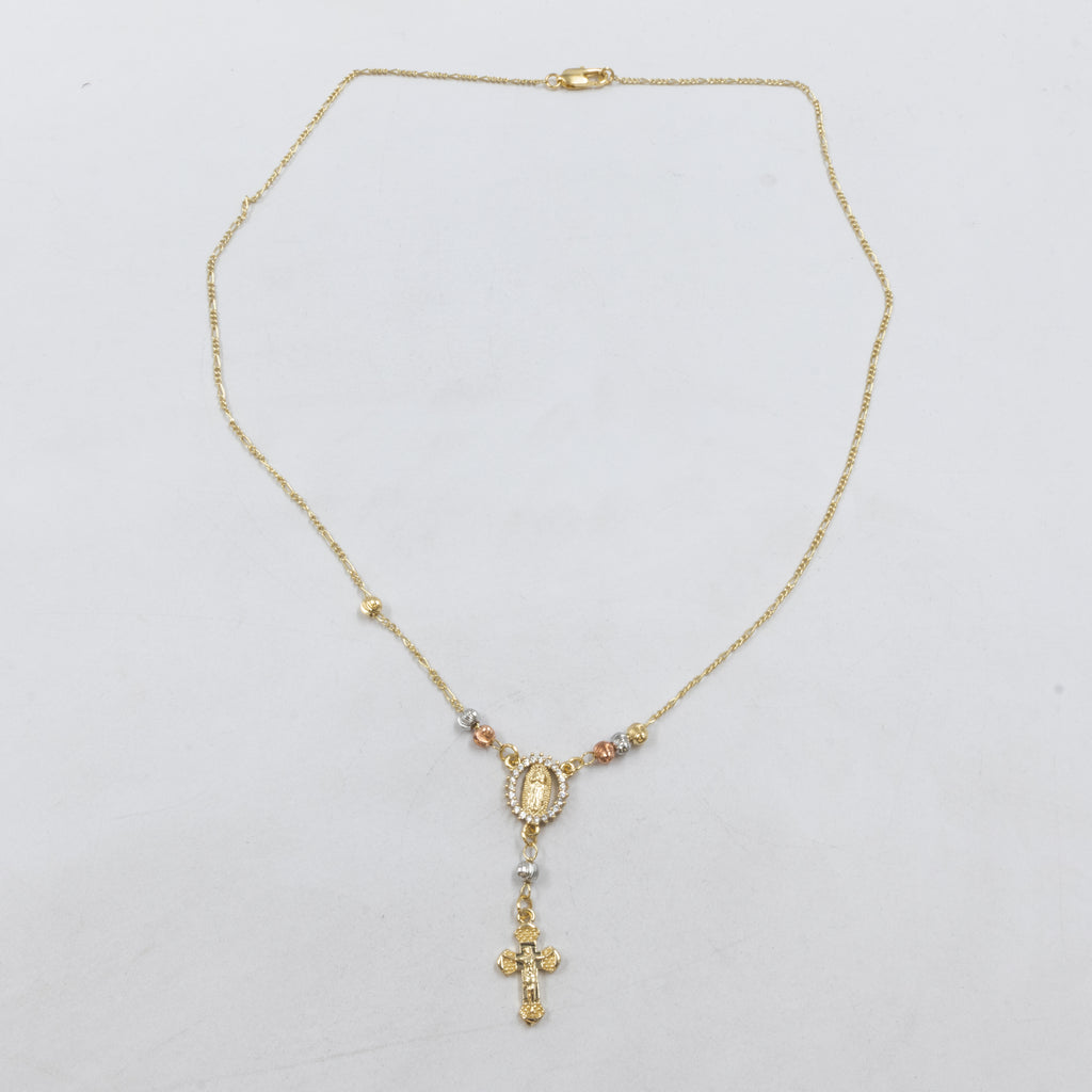 Collar con Dije Religioso Dorado M2 Oro Laminado