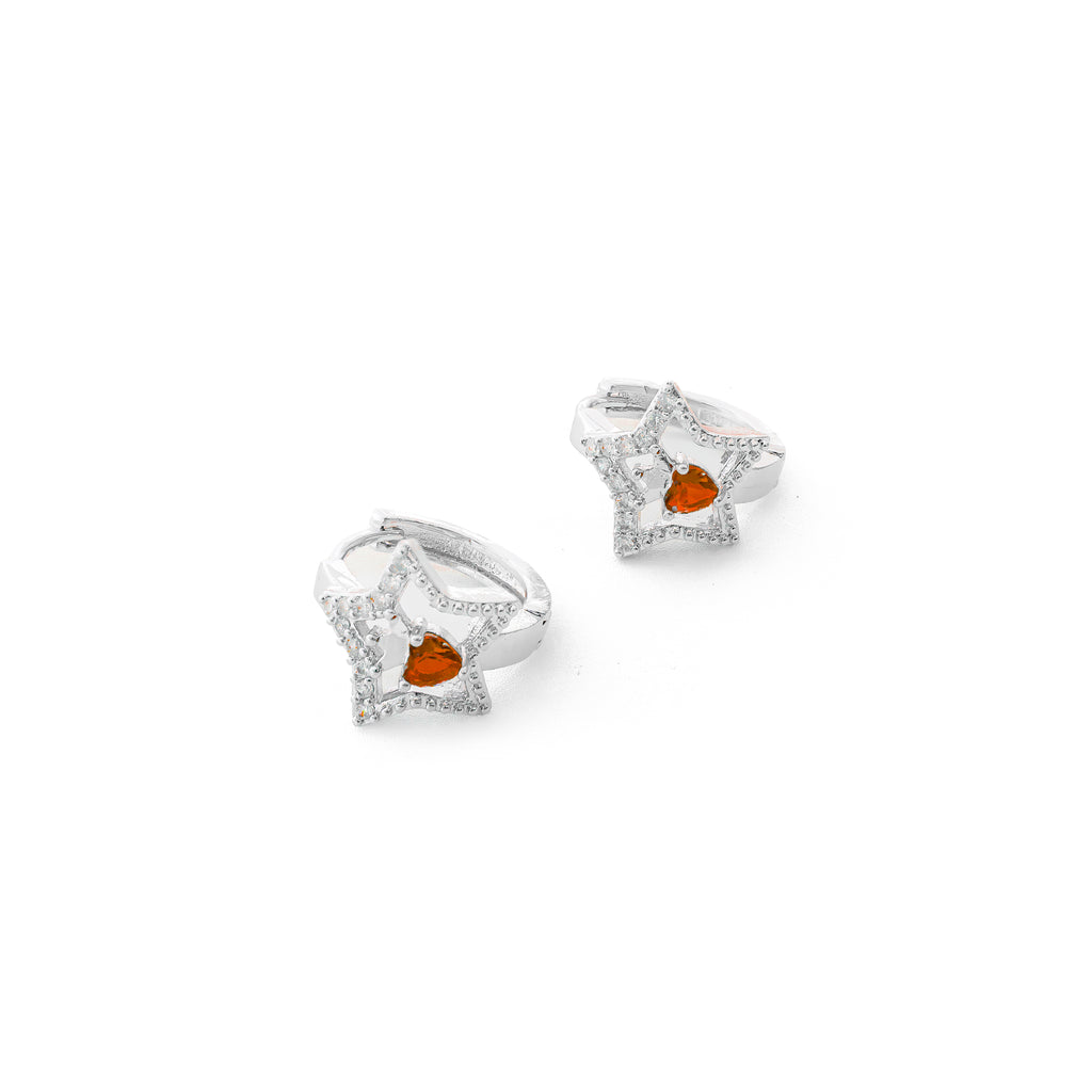 Aretes Plateados Huggies con Piedras Diferentes Colores M12 Oro Laminado
