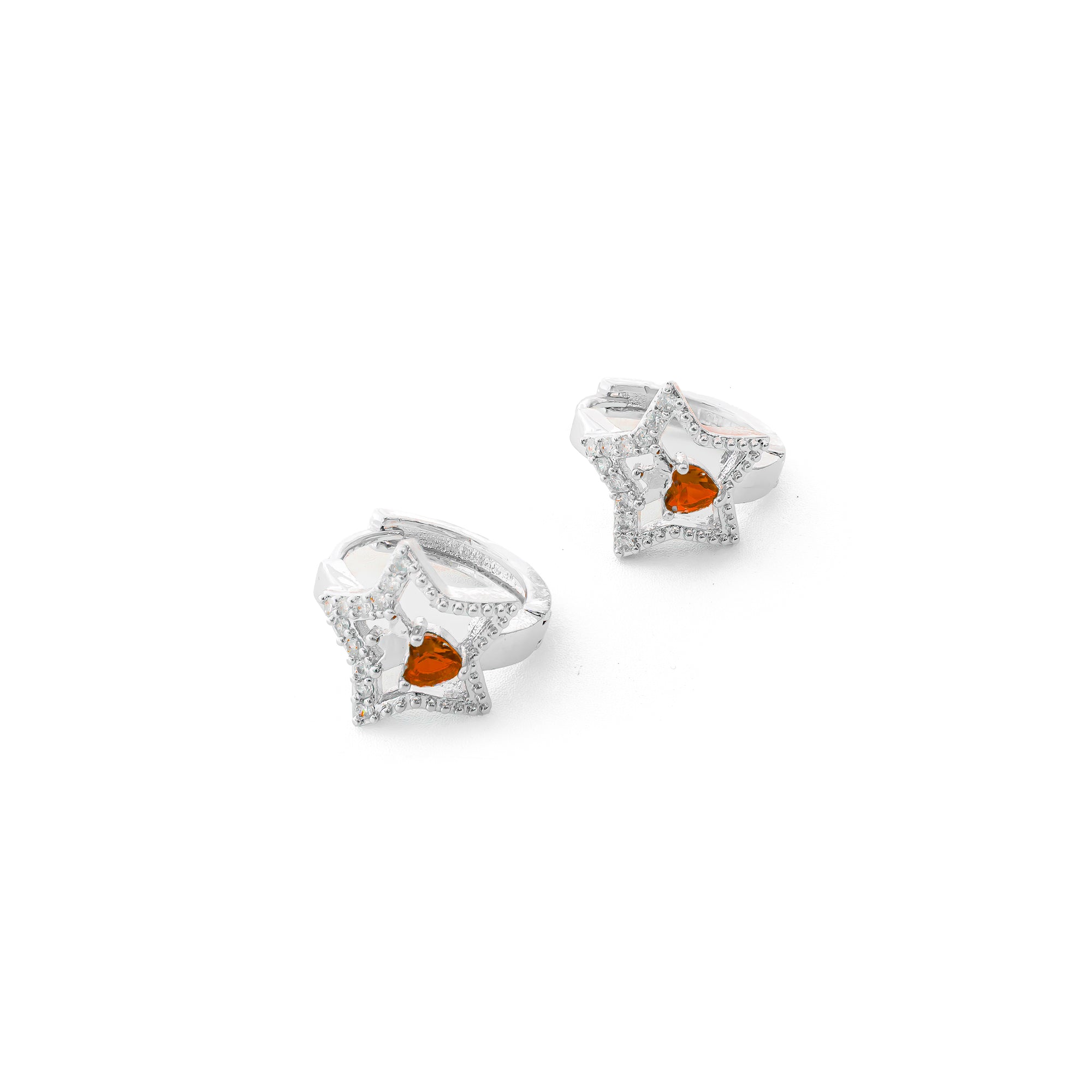 Aretes Plateados Huggies con Piedras Diferentes Colores M12 Oro Laminado