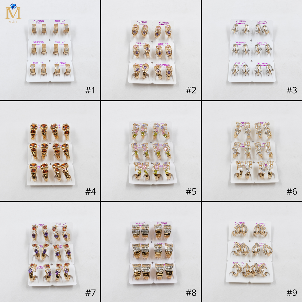 Paquete de 6 pares de Aretes Xuping Dorado M17 Oro Laminado