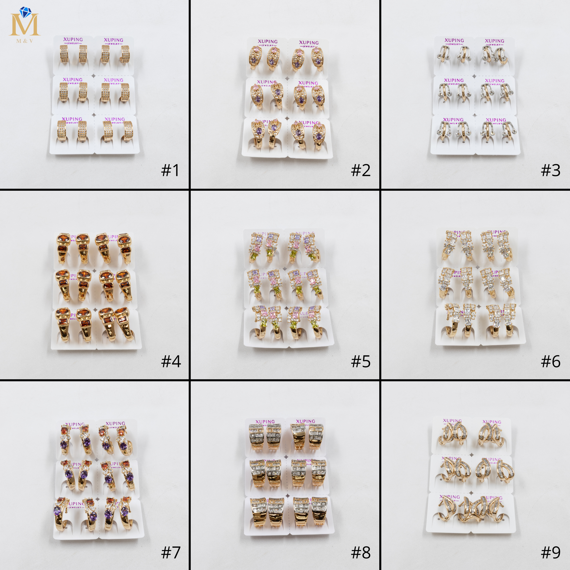 Paquete de 6 pares de Aretes Xuping Dorado M17 Oro Laminado