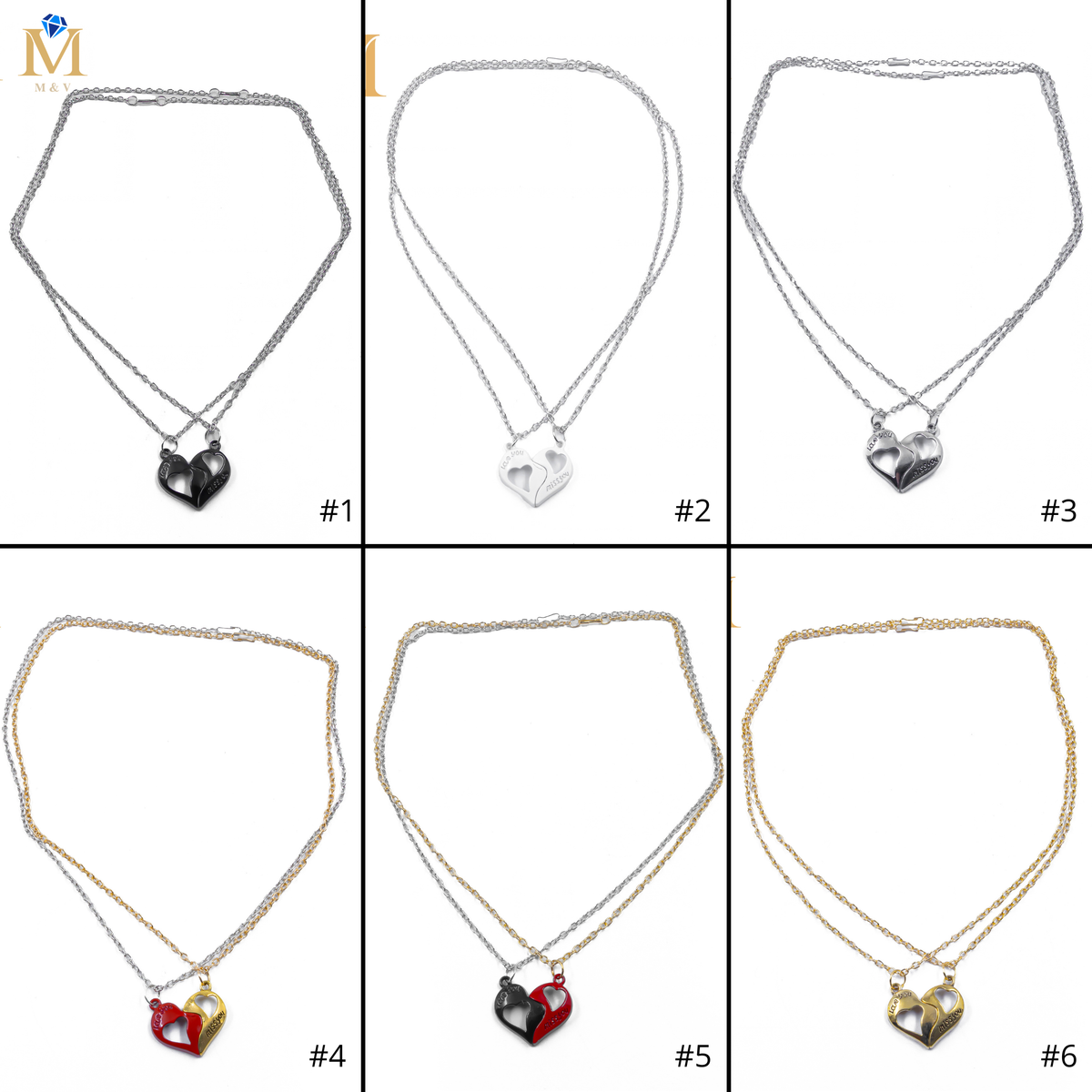 Collares en Pareja de corazón M2 Acero Inoxidable
