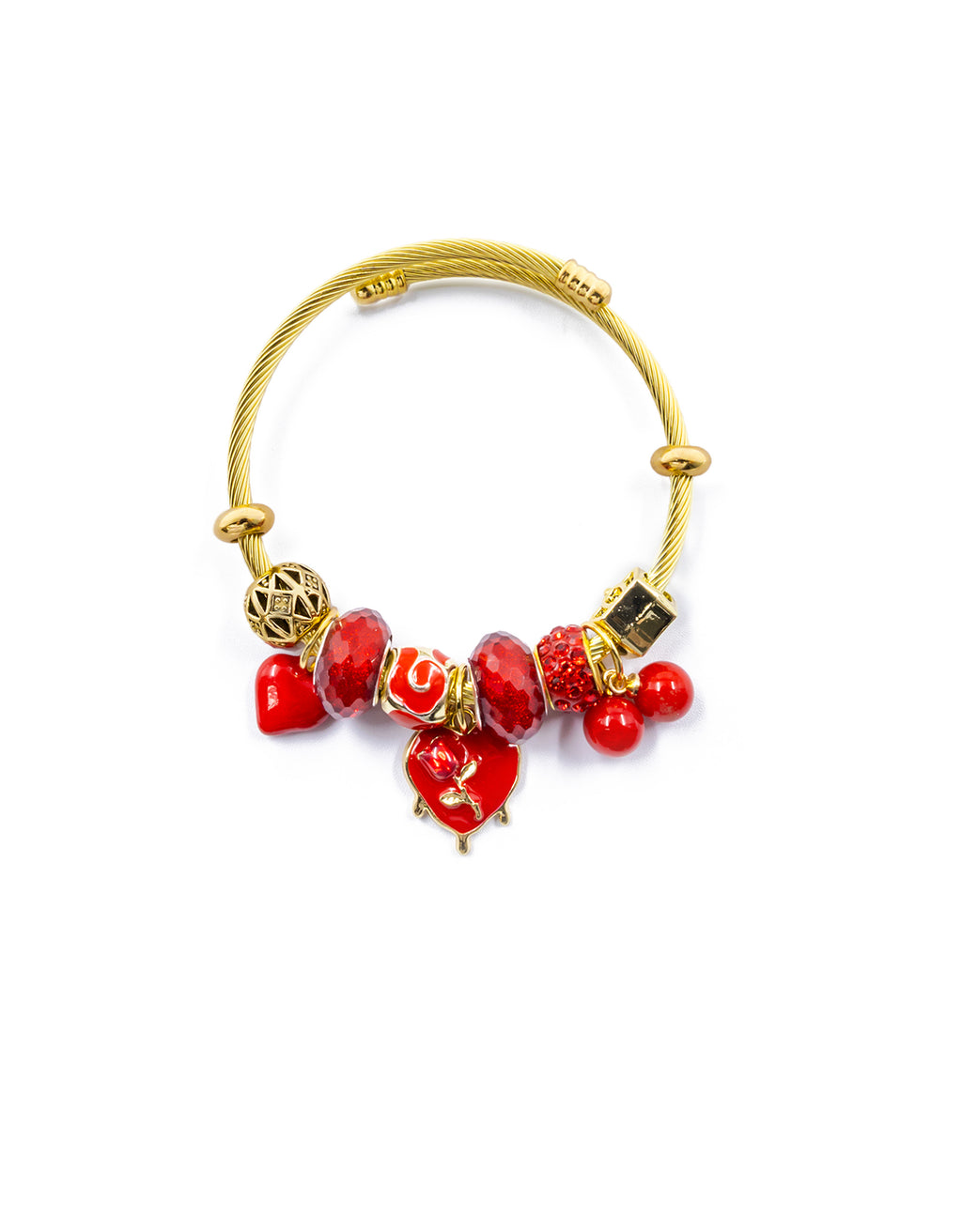 PULSERA DE PERLAS CON DIJE DE FRUTAS - M5 ORO LAMINADO