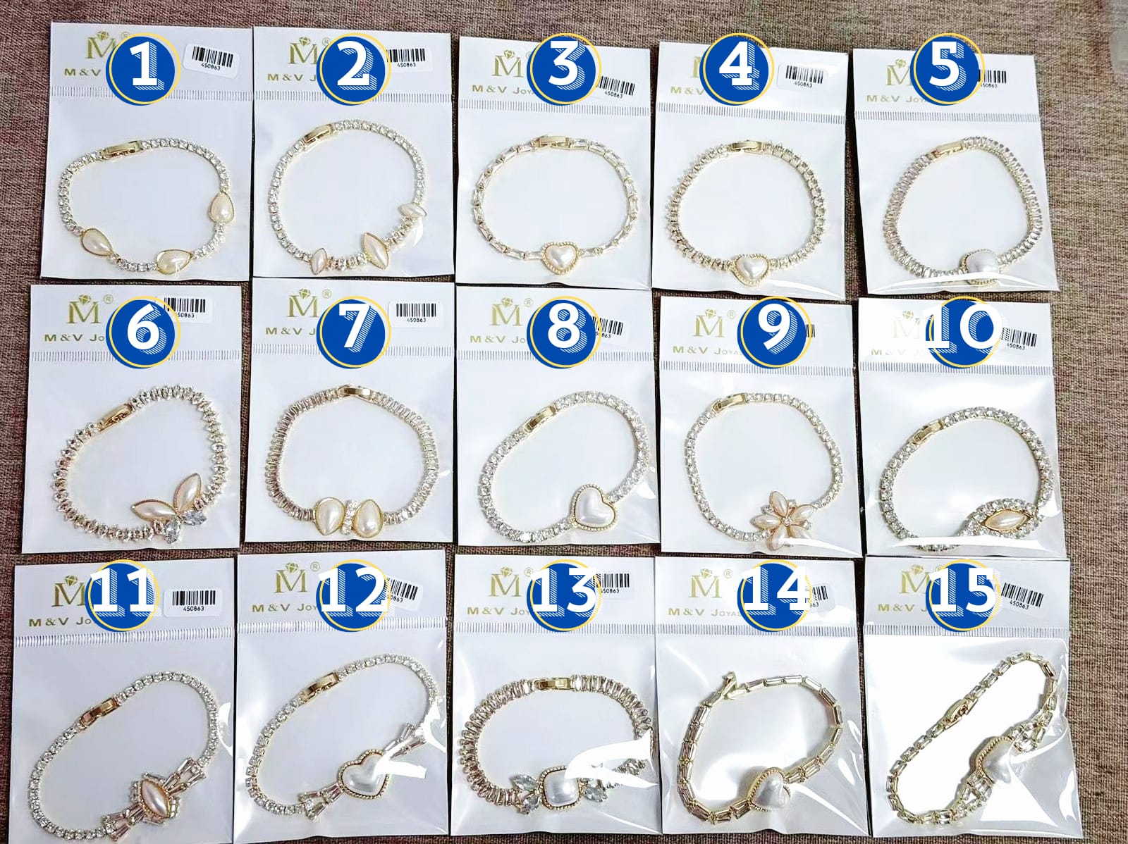 Pulsera Pedreria Blanca M1 Oro Laminado