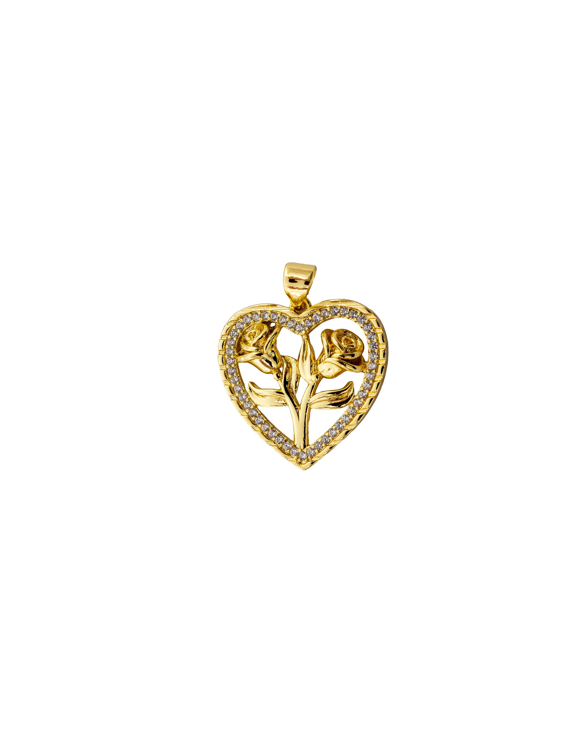 Dije de Corazon y rosas M141 - Oro Laminado