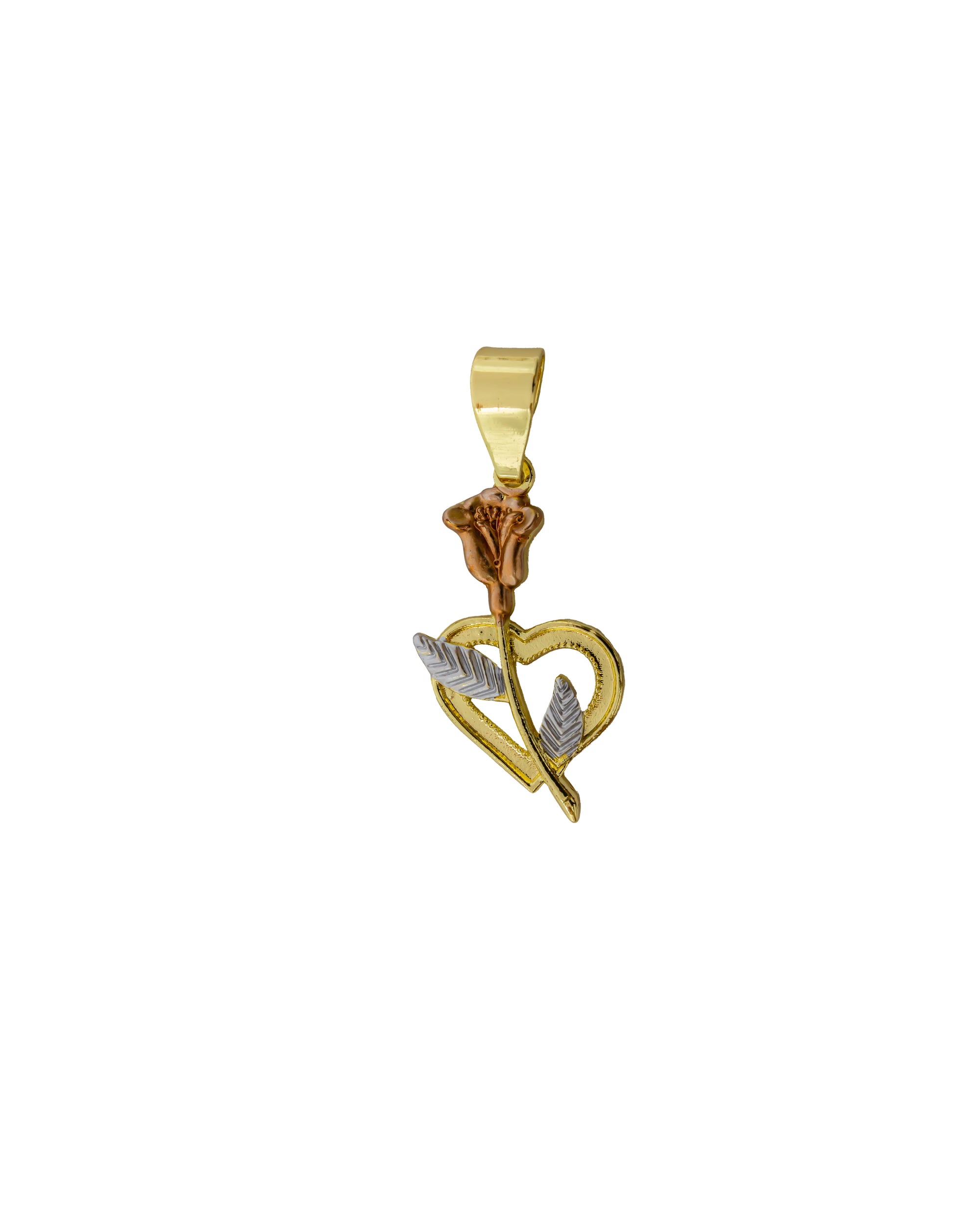 Dije de Rosa y Corazon M34 - Oro Laminado