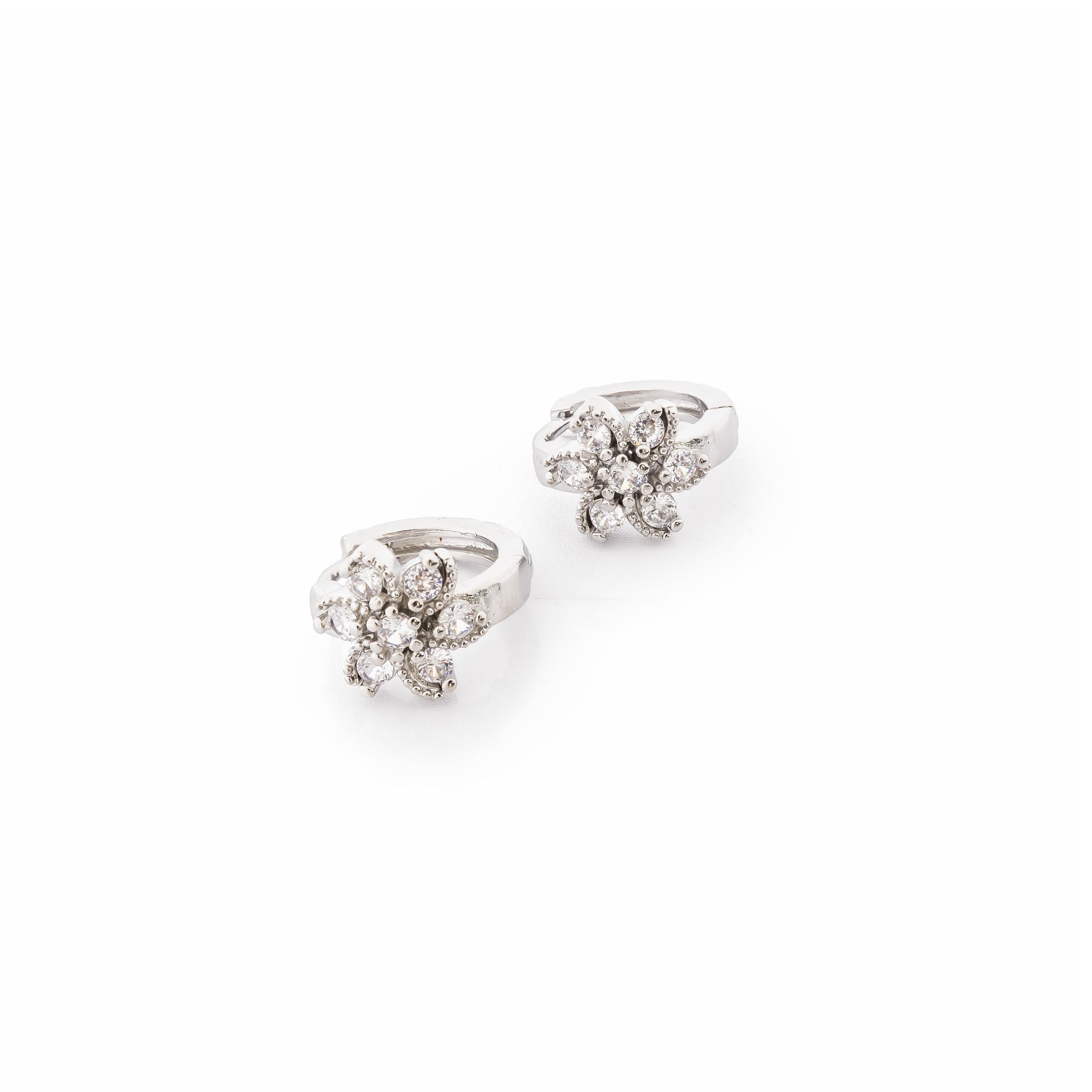 Aretes Plateados Huggies con Piedras De Color M4 Oro Laminado