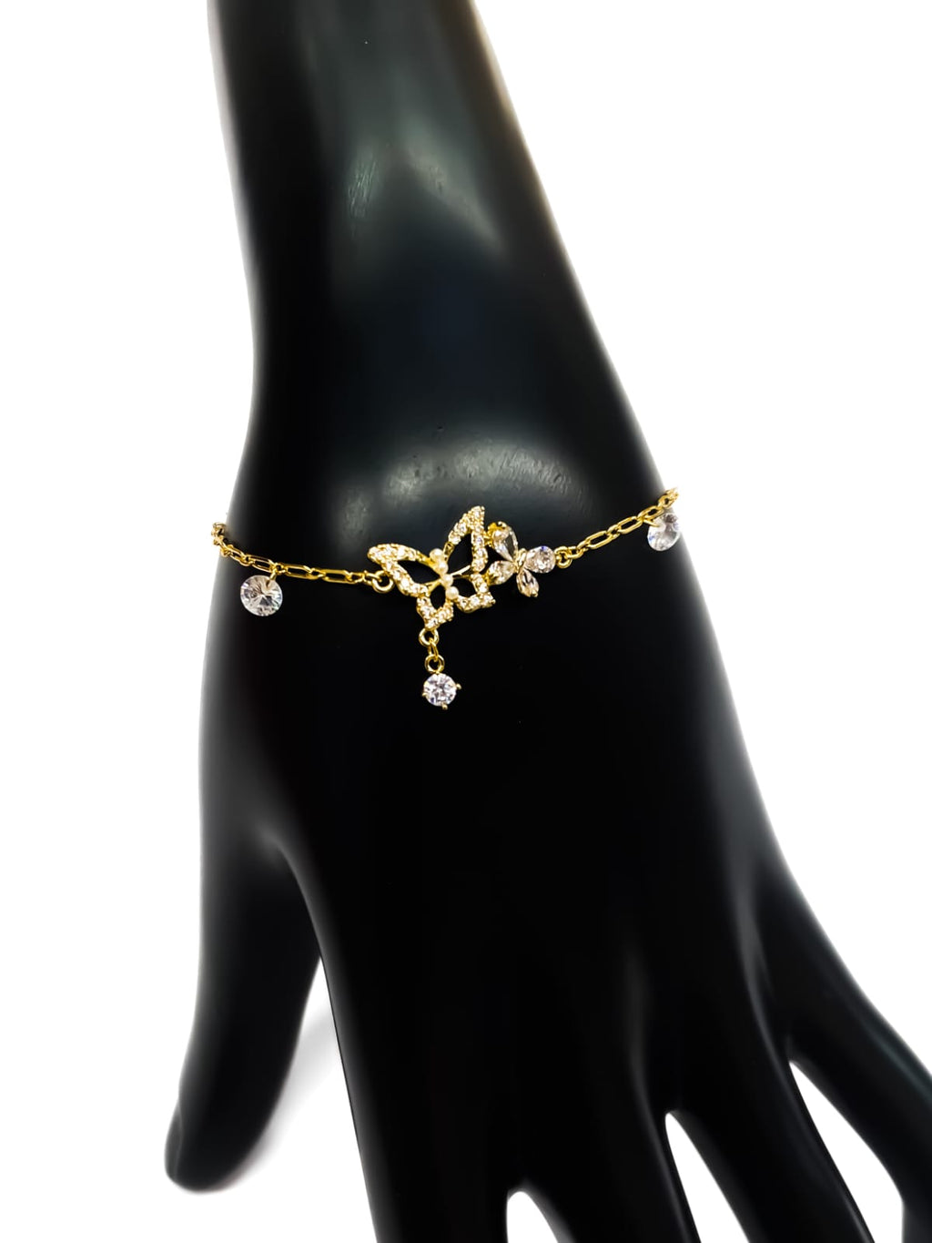 Pulsera de piedras con dije - M1 Oro Laminado