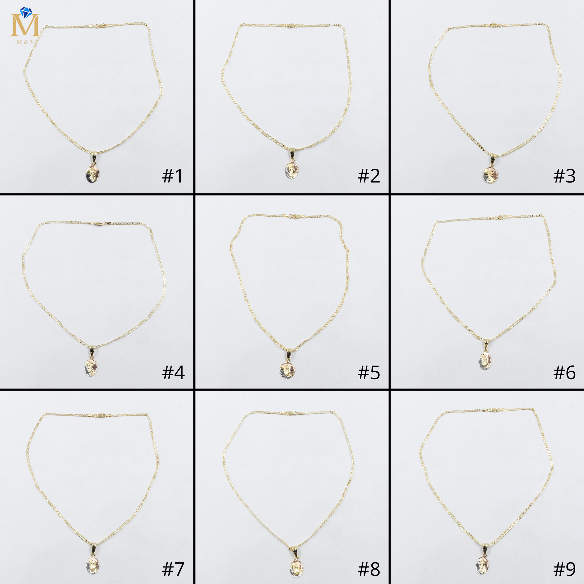 Collar con Dije Religioso Dorado M1 Oro Laminado