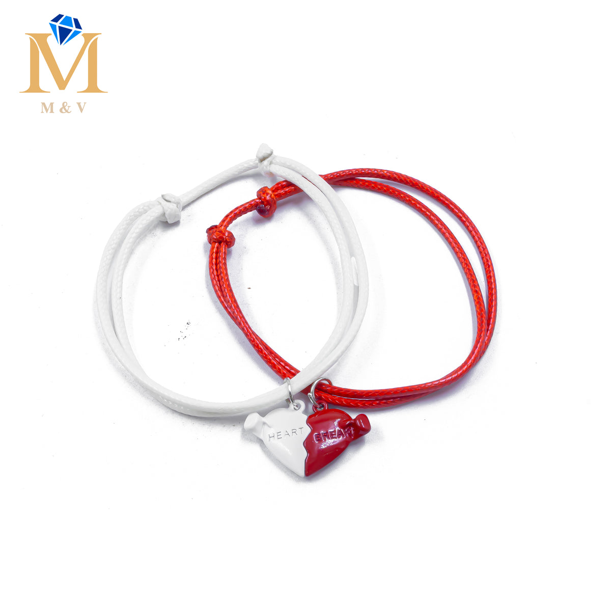 Pulseras de Corazón de Pareja con imán M4 Oro Laminado