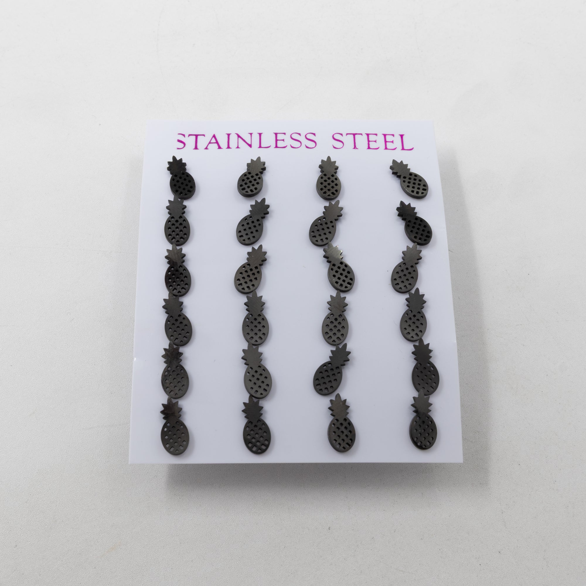 Paquete de 12 Pares de Aretes color Negro M2 Acero Inoxidable