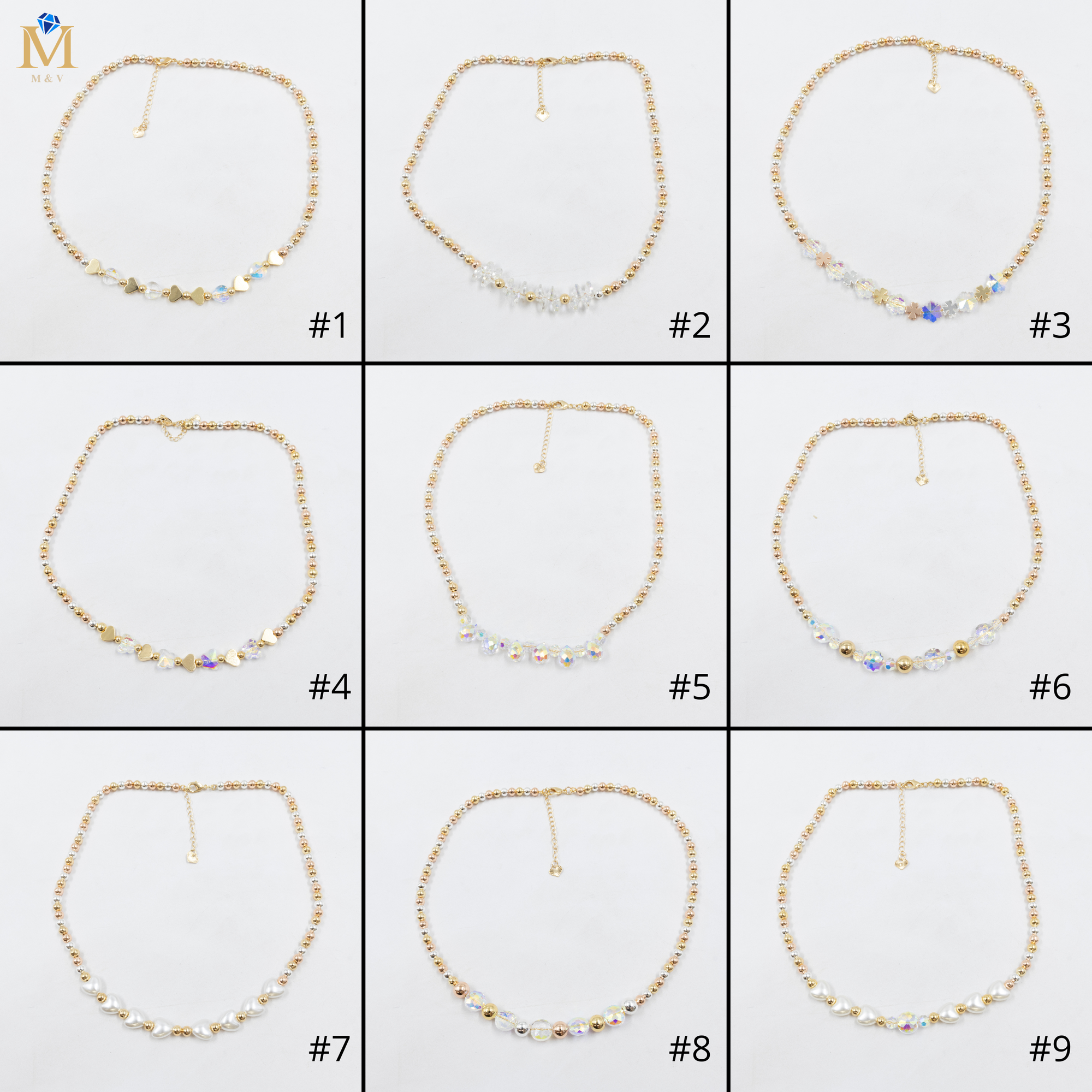 Collar Oro Florentino de Cuentas M2 Oro Laminado