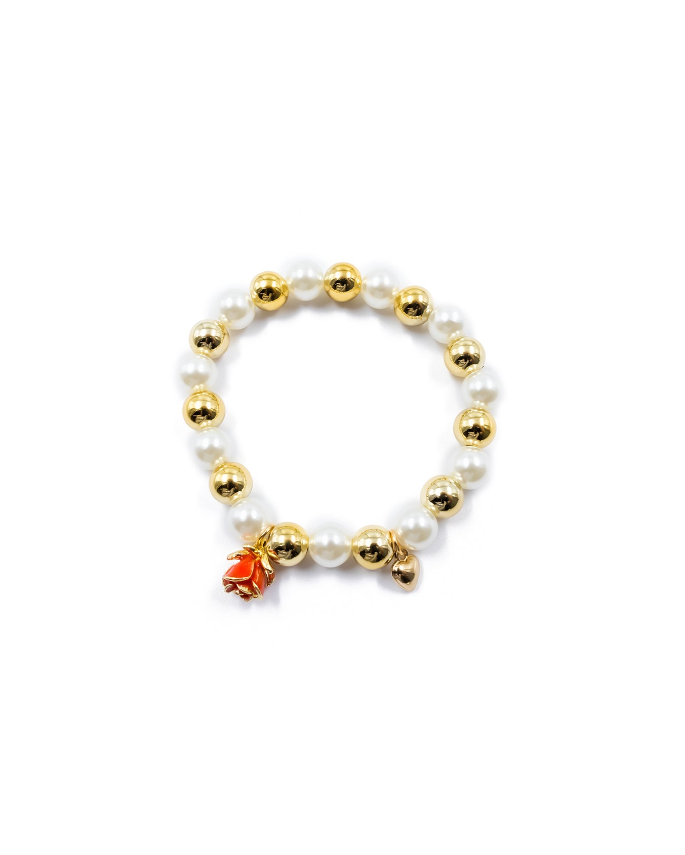 PULSERA DE PERLAS CON DIJE DE FRUTAS - M4 ORO LAMINADO