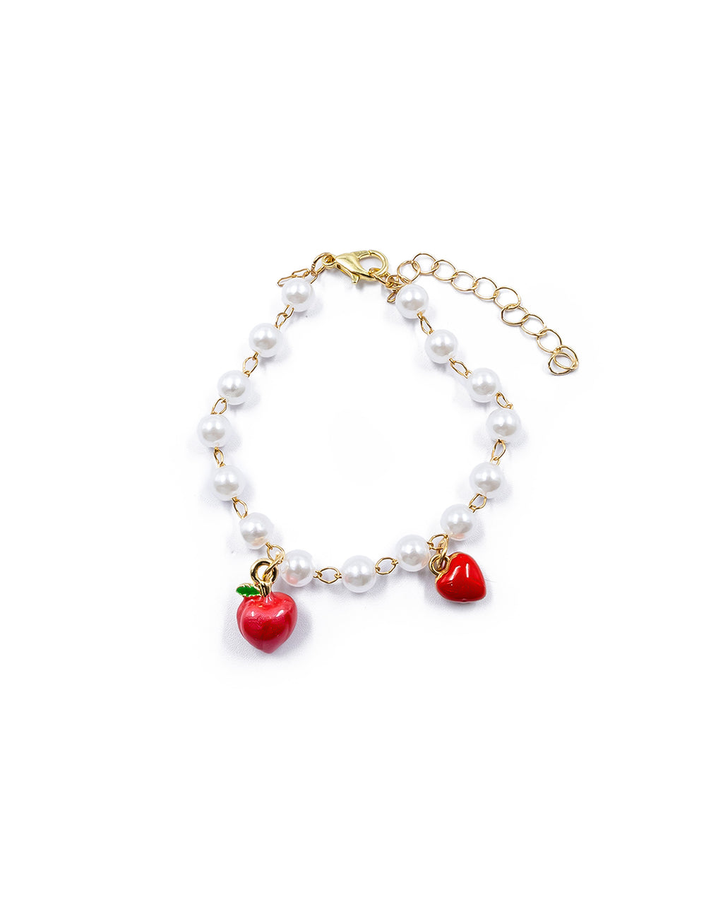 PULSERA DE PERLAS CON DIJE DE FRUTAS - M1 ORO LAMINADO