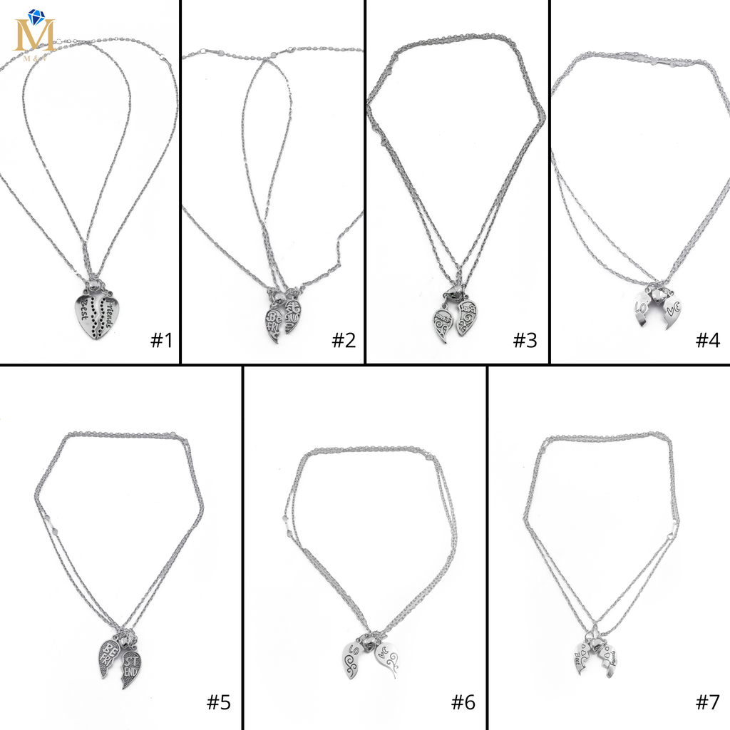 Collares de pareja Plateados con dijes de corazón e imán M1 Acero Inoxidable