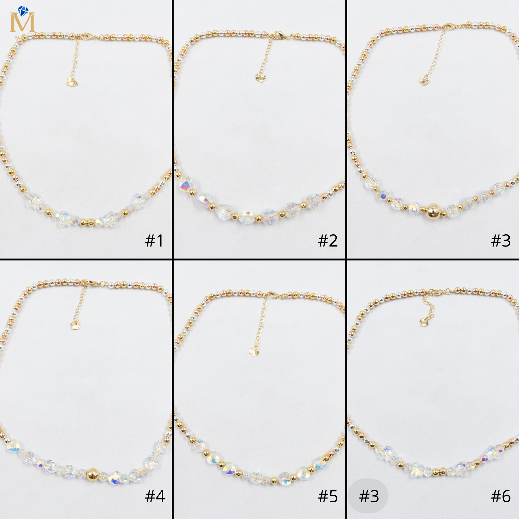 Collar Oro Florentino de Cuentas M3 Oro Laminado