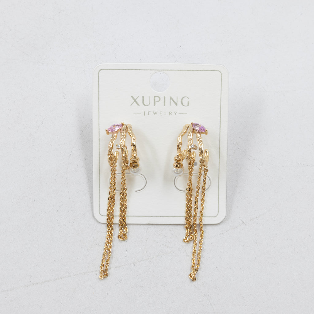 Aretes Dorados con Piedras Xuping M1 Oro Laminado