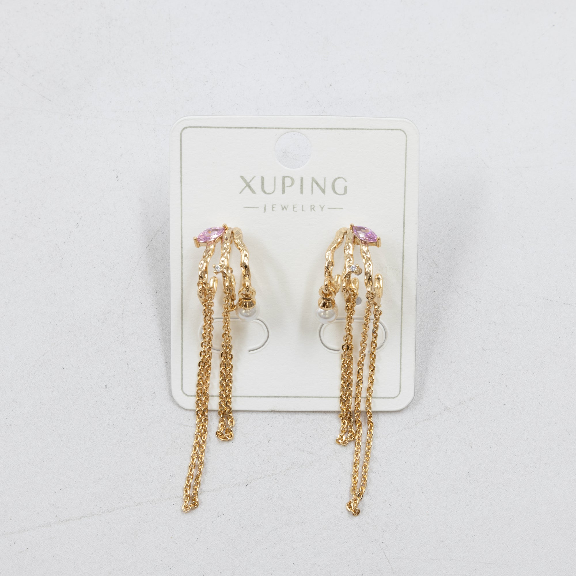 Aretes Dorados con Piedras Xuping M1 Oro Laminado