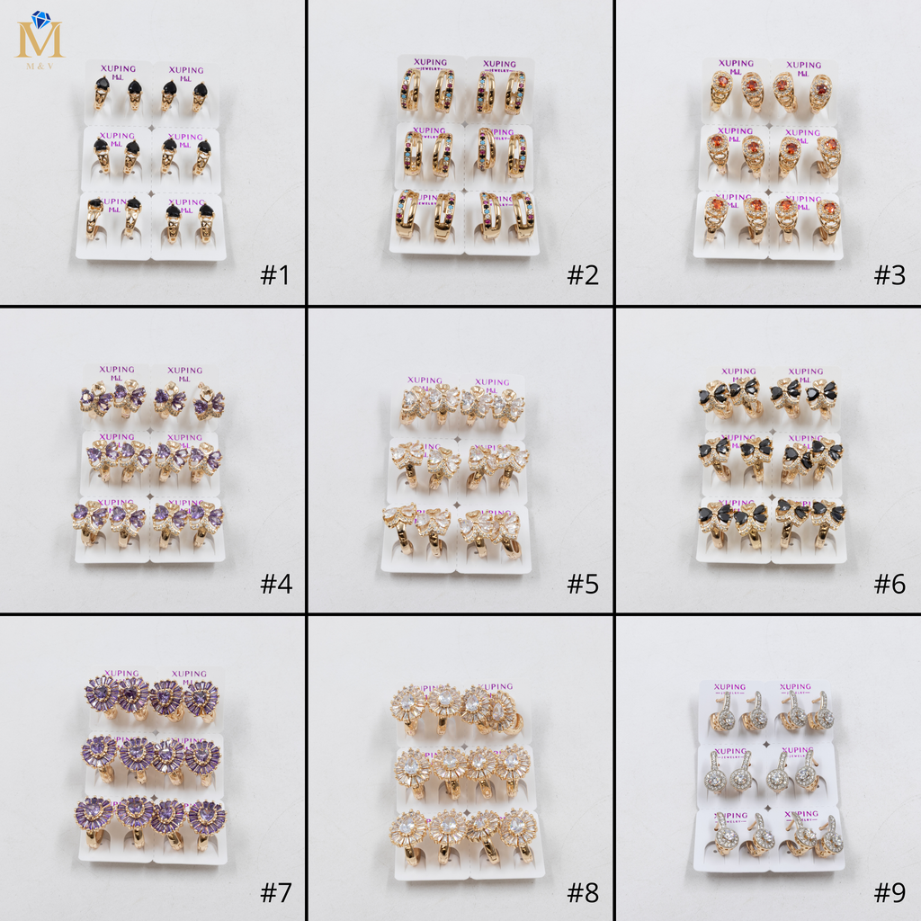 Paquete de 6 pares de Aretes Xuping Dorado M1 Oro Laminado