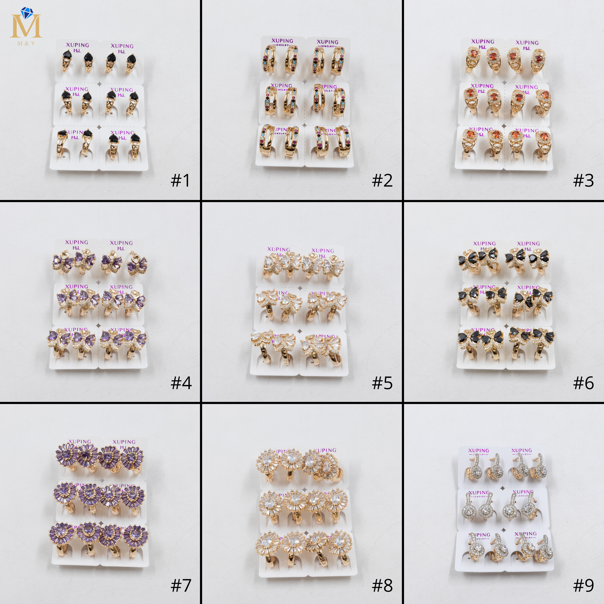 Paquete de 6 pares de Aretes Xuping Dorado M1 Oro Laminado
