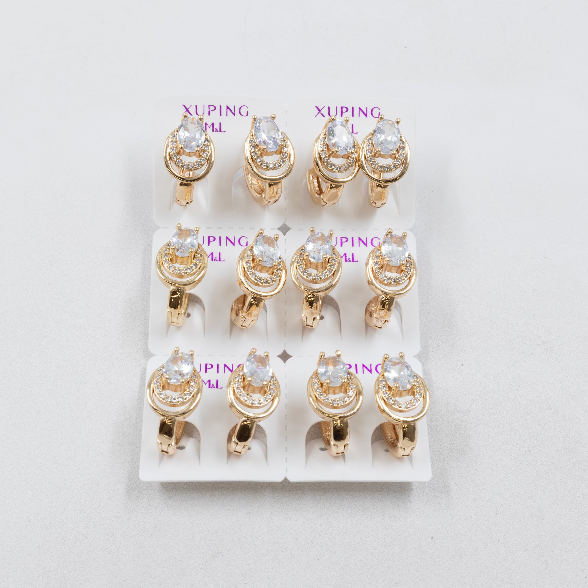 Paquete de 6 pares de Aretes Xuping Dorado M11 Oro Laminado